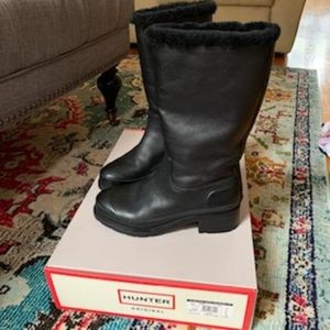 Hunter Shearling Lined Leather Mid-Calf Boot